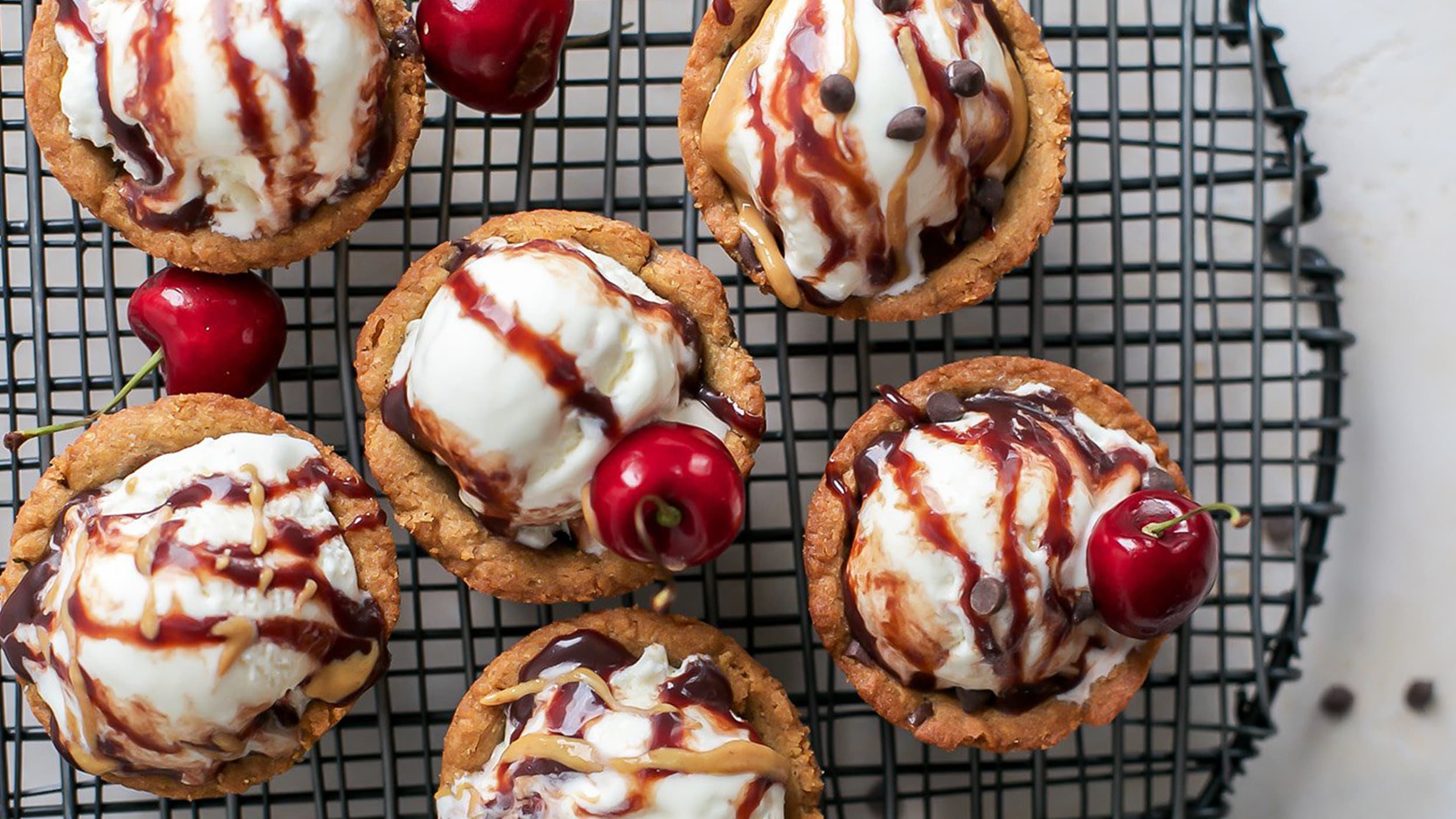 Peanut Butter Chocolate Chip Cookie Cup Ice Cream Sundae